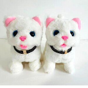 2 pcs/set Walking Kitty Cats Toy Battery Operated - White